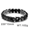 Schwarzes Drachenknochen Armband aus Edelstahl für Herren Punk Stil 220mm Länge und 102g - Schwarz Kiel Design (KB151507-KJX) / 22cm / Schwarz