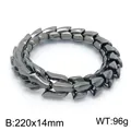 Massives Drachenknochen Armband aus Edelstahl für Herren in Grau, Größe 220x14mm und 96g - Gunmetal Kiel Design (KB150666-KJX) / 22cm / Gunmetal
