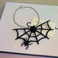 Close-up of Halloween spiderweb choker with black rose and spider detail - Necklace-Black