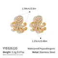Detailansicht der Oktopus-Ohrringe aus Edelstahl mit Maßen und Materialangaben - Oktopus-Form (YYE026120) / Gold