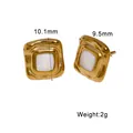 Elegante vintage vierkante oorknopjes van 18K verguld roestvrij staal met wit emaille inleg - Parelwit