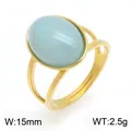 Minimalist gold stainless steel ring with light blue oval cat eye stone variant - Sky Blue (KR116223-SP)