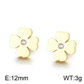 Boucles d'oreilles trèfle à quatre feuilles élégantes en acier titane doré, taille 12mm - Or (KE71083-Z)