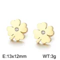 Boucles d'oreilles trèfle à quatre feuilles dorées avec cristal - Or (KE71085-Z)