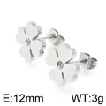Boucles d'oreilles clous trèfle en acier inoxydable argenté avec cristal central - Argent (KE96591-Z)