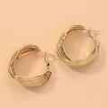 Élégantes boucles d'oreilles créoles dorées torsadées en C pour un look minimaliste - 1# Créole (Tige Argent)