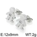 Boucles d'oreilles garçon style papier découpé en acier titane argenté poli chic - Argent - Garçon
