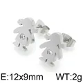 Boucles d'oreilles fille en acier inoxydable poli serties d'un petit zircon - Argent - Fille