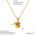 Détail du collier pendentif citron en acier inoxydable plaqué or 18 carats avec dimensions - Style Citron (Or)