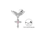 Angel wings cross pendant titanium internal thread cartilage piercing labret stud - Angel Wings Cross (A1645-1#) / 1.2x8 / White