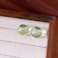 Minimalistische blassgrüne lichtdurchlässige runde geometrische Ohrstecker Vintage - Runder Stil (45#) / Hellgrün