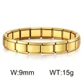Élégant bracelet modulaire italien en acier inoxydable doré de 9mm, poids de 15g - 9mm / Or