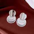 Elegante silberne Vintage-Ohrhänger mit irisierenden, mehrlagigen runden Plättchen - Mehrschichtiger Runder Geometrischer Stil (54#) / Silber-Weiß