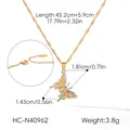Detailed view of butterfly pendant necklace with precise size and weight measurements - Gold and Silver Two-tone Butterfly Style (HC-N40962)