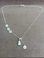 New Chinese style retro 18k gold plated necklace with light blue shell gourd charm - Gold Plating / Silver-Blue