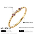 Detailed dimensions and specs for the heart and geometric zircon stainless steel bangle - Heart Geometric Smooth Style (NB-B6638) / 18K Gold