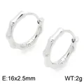 Boucles d'oreilles créoles en acier inoxydable en forme de bambou pour femme - Argent