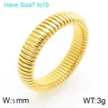 Goldener Edelstahlring im Schlangendesign, 5 mm breit mit strukturierter Rippung - Größe 7 / 5mm Breite / Gold