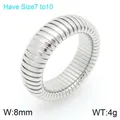 Hochwertiger, polierter Edelstahlring mit Schlangenkettendesign in Silber-Optik - Größe 7 / 8mm Breite / Stahlfarben