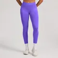 Vibrant purple high-waisted seamless yoga leggings for professional fitness training - Ultraviolet (UV)