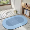 Soft blue oval diatom mud bathroom floor mat featuring an elegant HOME lettering design - 40*60cm / Oval / Light Blue