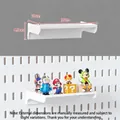 White pegboard floating shelf with dimension markings 15x10x4.5cm - 15cm Figure Display Shelf / White