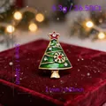 Elegant Christmas tree brooch with green enamel and rhinestones on red velvet jewelry box - Christmas Tree Style (102) / 32x21mm