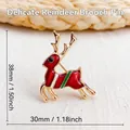 Exquisite red enamel Christmas reindeer brooch with gold antlers and dimensions detail - Red Reindeer (91)