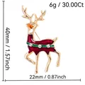 Elegant red enamel Christmas reindeer brooch pin with crystal rhinestone accents - Red and Green Reindeer (89)