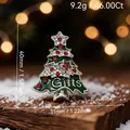 Christmas tree brooch with green enamel and red rhinestones, 40mm x 31mm size - Christmas Tree - Gifts(112)