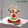 Christmas reindeer brooch with red glasses and Merry Christmas sweater design details - Reindeer with Glasses(92)