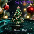 Green Christmas tree brooch with red ornaments and gold-tone finish measurements details. - Green Christmas Tree(103)