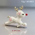 Cute white enamel Christmas reindeer brooch pin with golden antlers and pearl detail - White Reindeer(93)