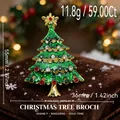 Festive green enamel Christmas tree brooch with colorful rhinestones in gold tone. - Christmas Tree - Enamel(117)