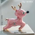 Elegant pink enamel Christmas deer brooch with snowflake details and size specifications - Pink Fawn(95)