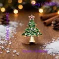 Elegant green enamel Christmas tree brooch with sparkling crystals in a golden finish - Green Christmas Tree (100)