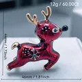Elegant festive red reindeer Christmas brooch with golden antlers and snowflake detail - Red Reindeer (97)