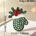 Christmas mitten brooch decorated with green enamel and sparkling crystals, festive gift accessory - Green Crystal Mitten (110)