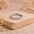 Luxury D color moissanite eternity wedding band ring in brilliant silver finish for women - US Size 4.5 / Eternal Moissanite Full Eternity Ring / Silver