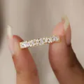 Sparkling D color moissanite gold eternity ring featuring mixed baguette and marquise cuts - US Size 4.5 / Spliced Moissanite Full Eternity Ring / Gold