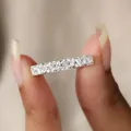Sparkling D color Moissanite eternity ring with baguette and marquise cut stones in silver - US Size 4.5 / Spliced Moissanite Full Eternity Ring / Silver