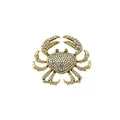 Luxury gold-tone crab brooch pin fully set with sparkling crystals and rhinestones - White (AB Color)