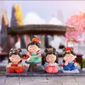 Cute set of 4 ancient Chinese girl figurines in resin Dunhuang style for home decor - National Beauty (1056-9) / Set of 4