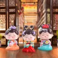 Lot de trois figurines de filles chinoises mignonnes en résine de style ancien de Dunhuang - Style Mignon à Tête Branlante (1056-4) / 3 Pièces/Paquet / Coloré