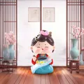 Figurine en résine de fille chinoise ancienne en Hanfu tenant un parchemin - L / Peignant (1056-3)