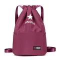 Waterproof purple Oxford drawstring backpack for gym training and outdoor travel bag - Star Printed Style (15A) / Purple