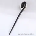 Elegante horquilla de madera de ébano hecha a mano con diseño de nube Ruyi, 18 cm - Finamente tallado-Lingzhi