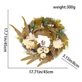 Autumn harvest Thanksgiving wreath decorated with white pumpkins and dried maple leaves - Green Maple Leaf White Pumpkin Style