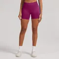 Short de yoga professionnel sans couture à taille haute pour femmes en couleur prune bordeaux - Rouge Baie