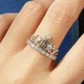 Bague couronne luxueuse en argent avec zircon 5A et numéro 15, cadeau idéal pour 15 ans - Taille 5 / Style Couronne avec Numéro 15 / Ton Or Blanc